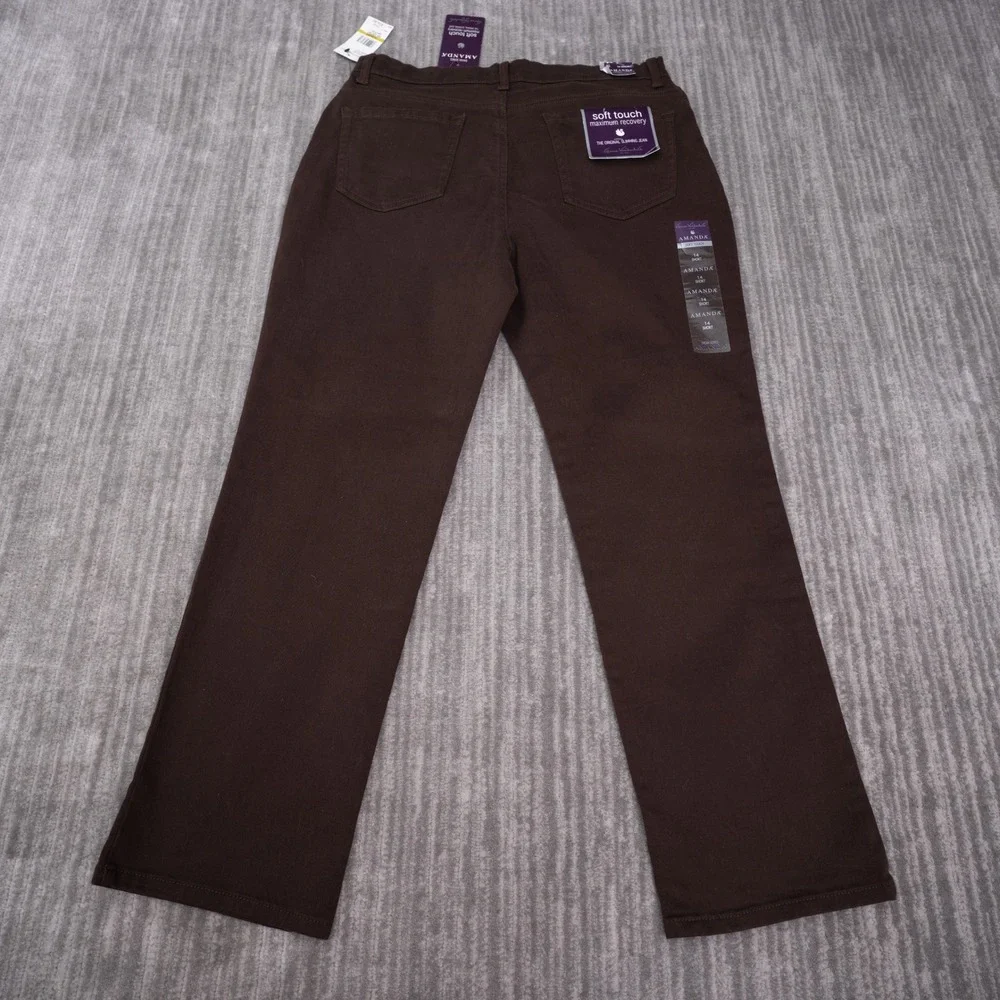 Gloria Vanderbilt Amanda Jeans Womens 14 Short Brown NWT Tapered Classic Rise